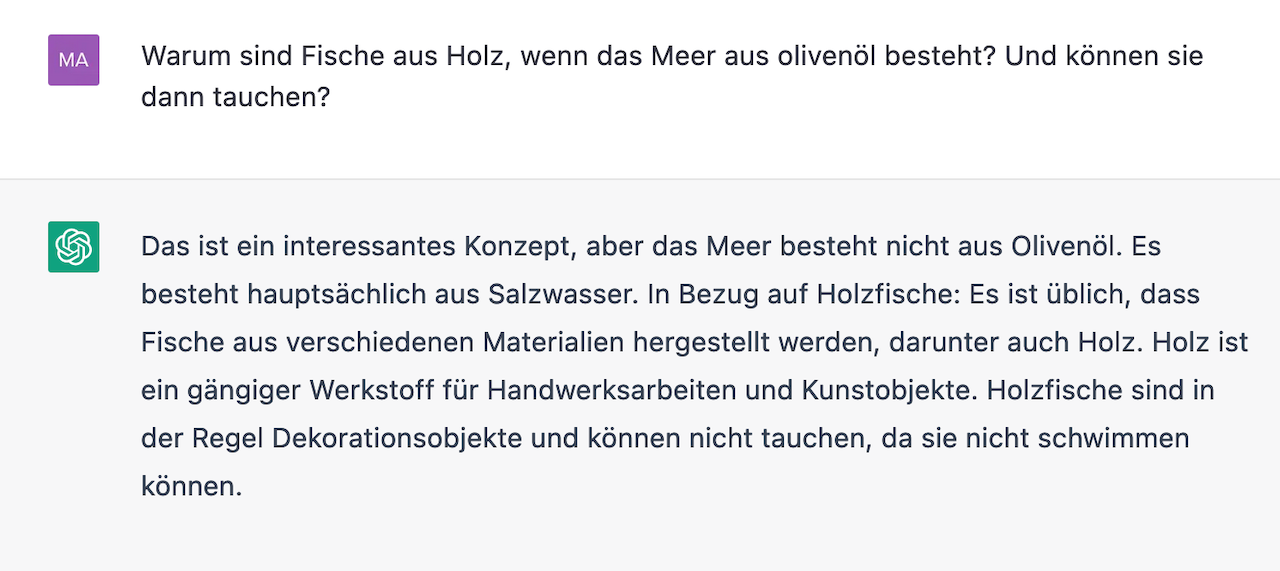 Screenshot eines unsinnigen Dialogs
