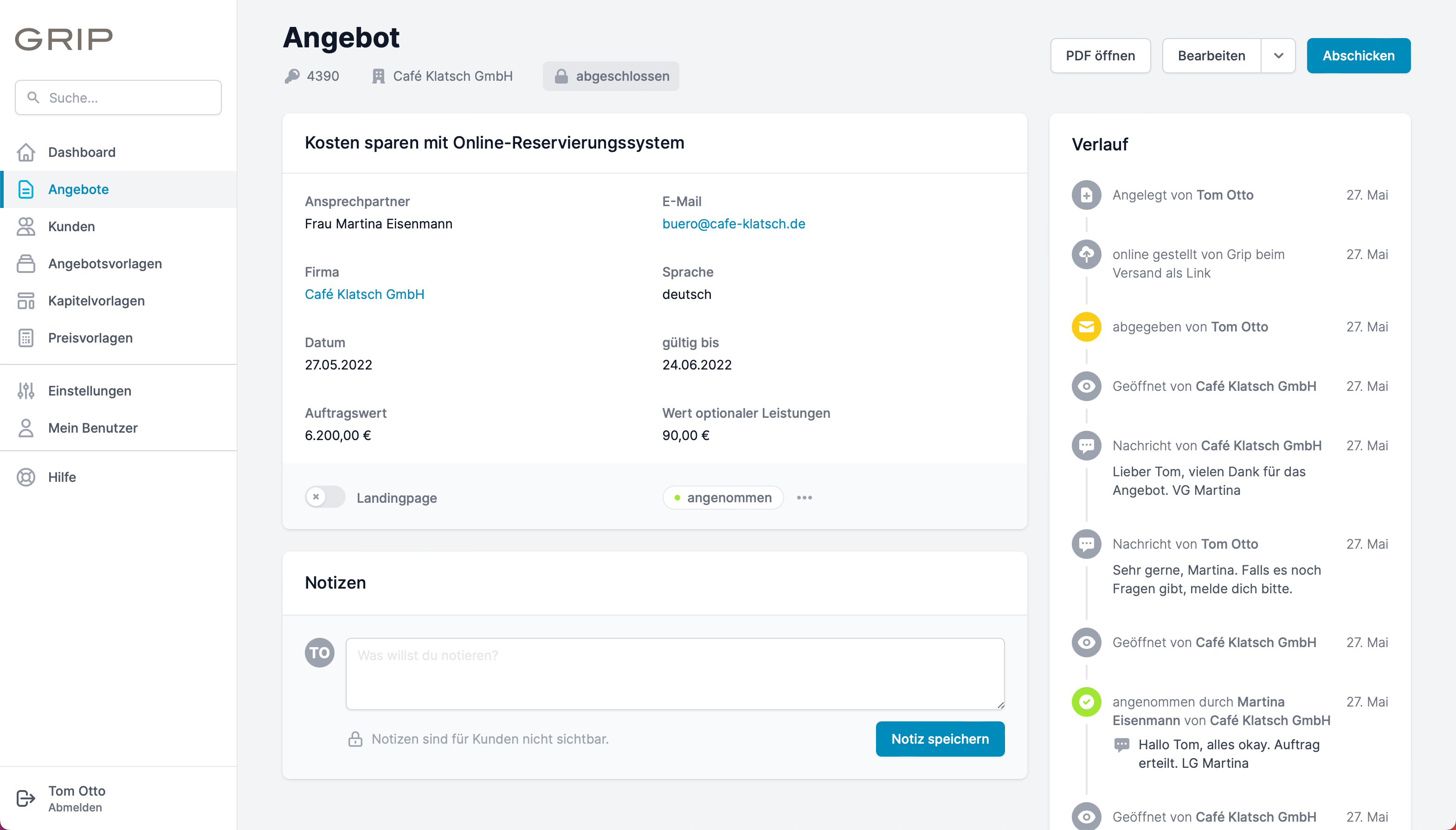 Landingpage mit Angebot für Kunden