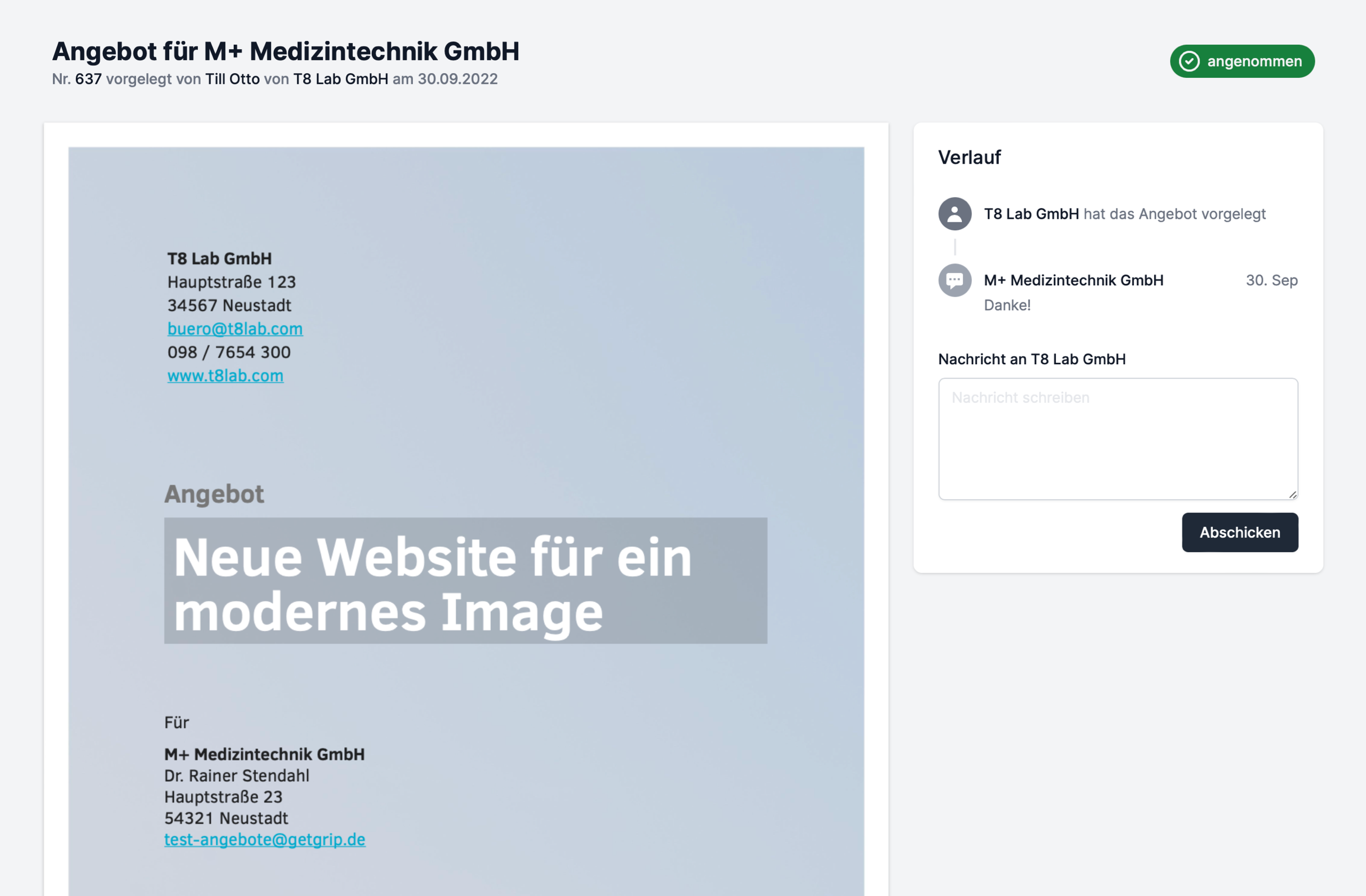Landingpage mit Angebot für Kunden