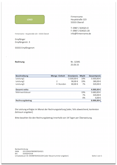 Rechnungsvorlage (Vorschau, PNG-Datei)